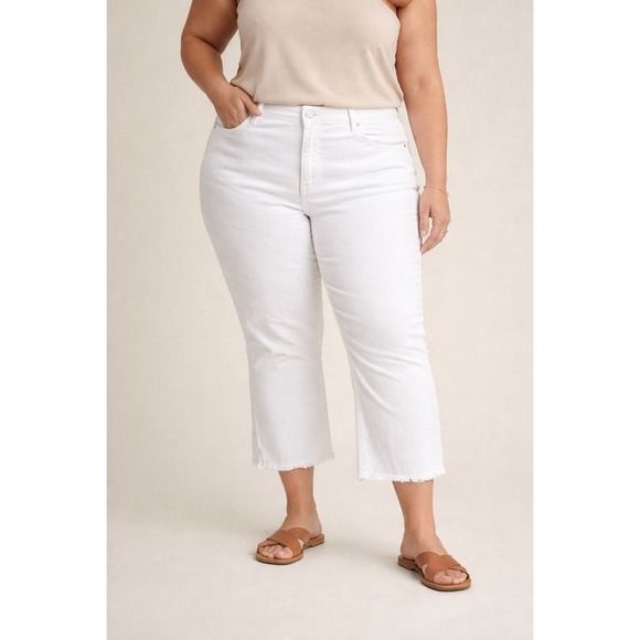 Candace Cameron Bure Denim - Candace Cameron Bure White Jeans Women's 24W Cropped Raw Hem Stretch Denim
